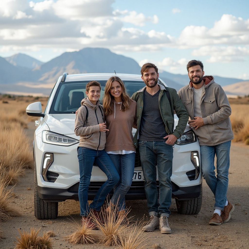 Familia con su SUV eléctrico